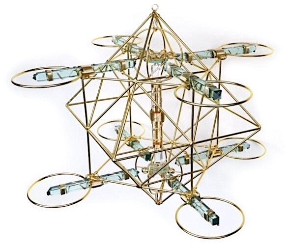 Buddha Maitreya the Christ - Large Maitreya Solar Cross with 2 Shambhala Stars Gold-Fill Wire