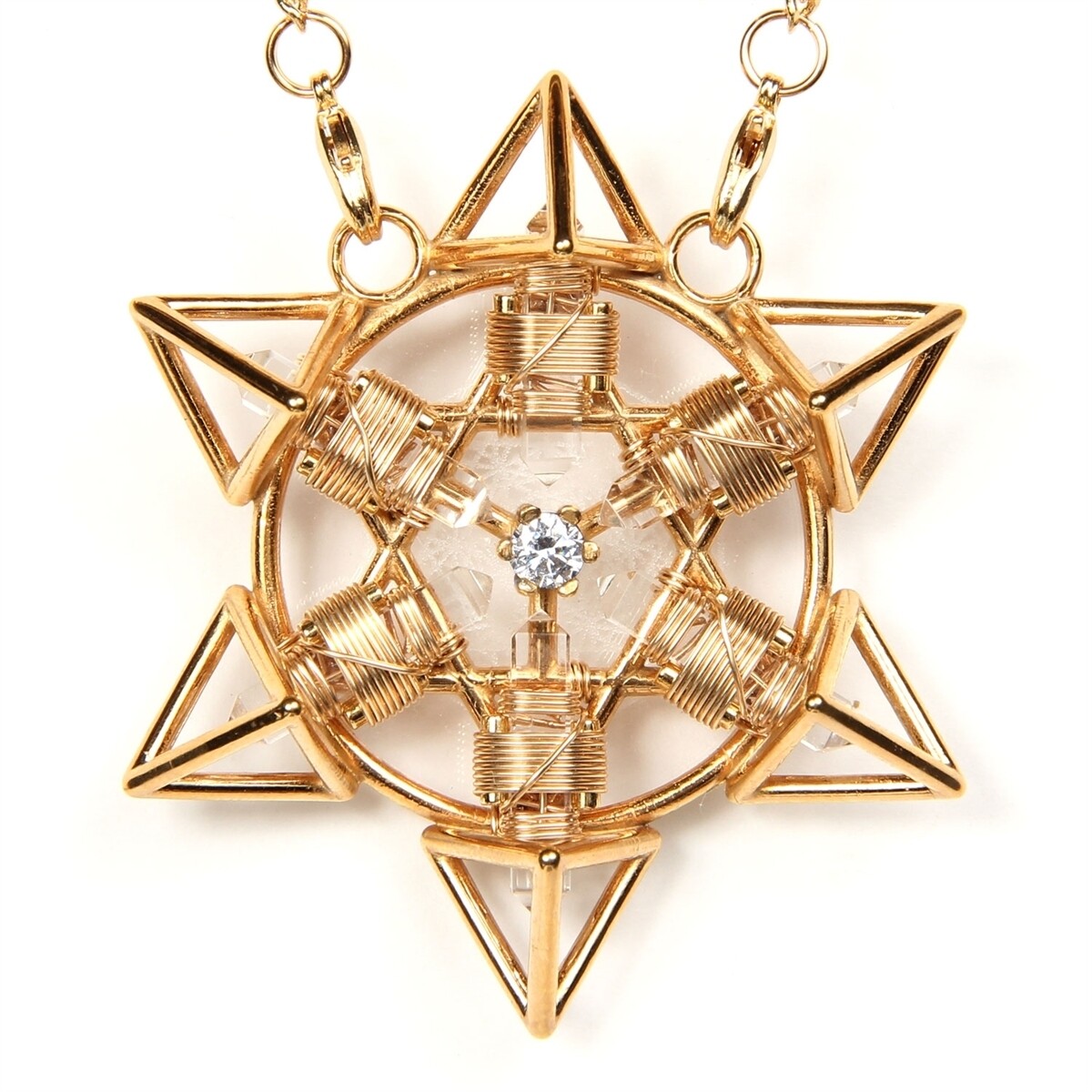Buddha Maitreya the Christ 24K Gold-plated Shambhala Star Tetra with 12k Gold-fill wire