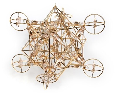 Buddha Maitreya the Christ - Large Maitreya Solar Cross with 14 Etheric Sri Yantra Solar Forms &amp; 4 Inner Solar Crosses Gold Fill Wire