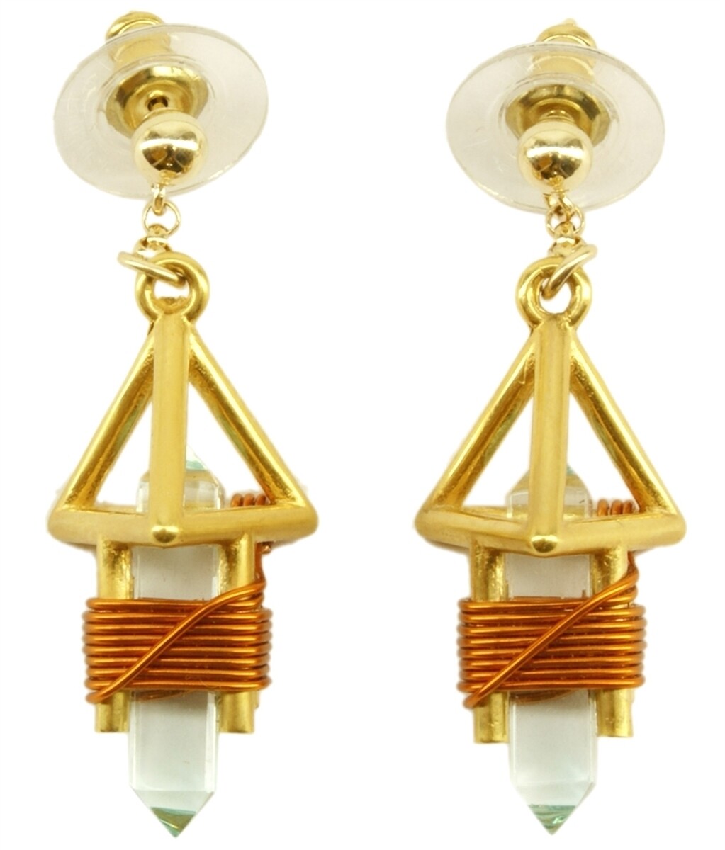 Buddha Maitreya the Christ 7/8" 24k Goldplated Deva Vajra Weaver Earrings - Copper