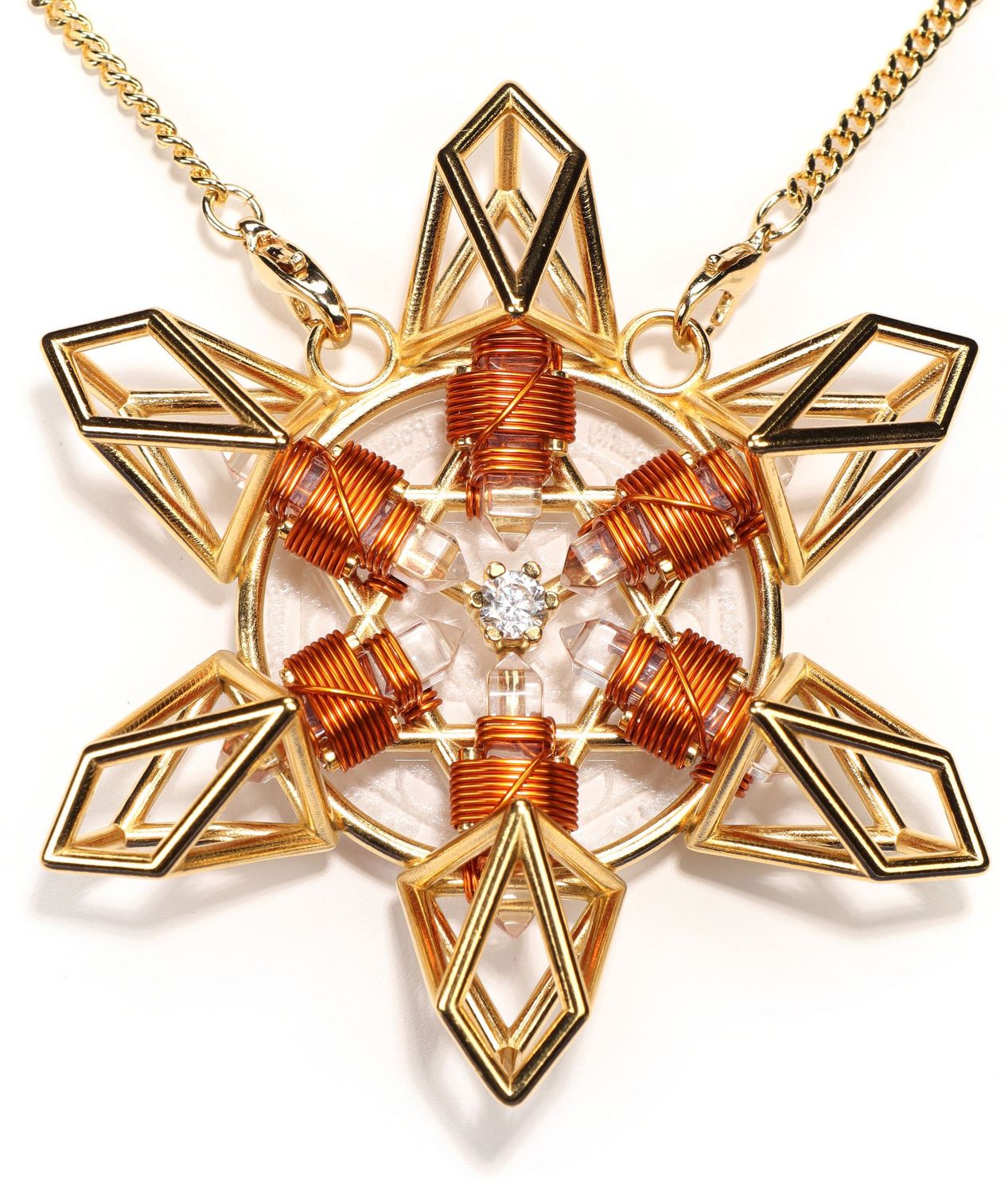 Buddha Maitreya the Christ 24k Gold-plated Sacred Heart Shambhala Star with Copper wire