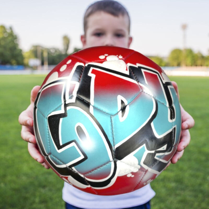 Personalized Soccer Balls Featuring a Name in Graffiti and Airbrushed in Team Colors!