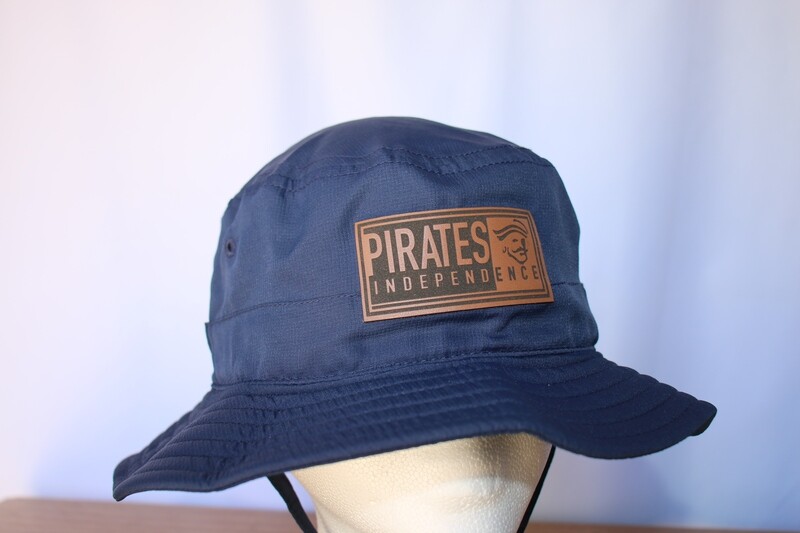 Bucket Hat, Navy with Leather Pirates Patch