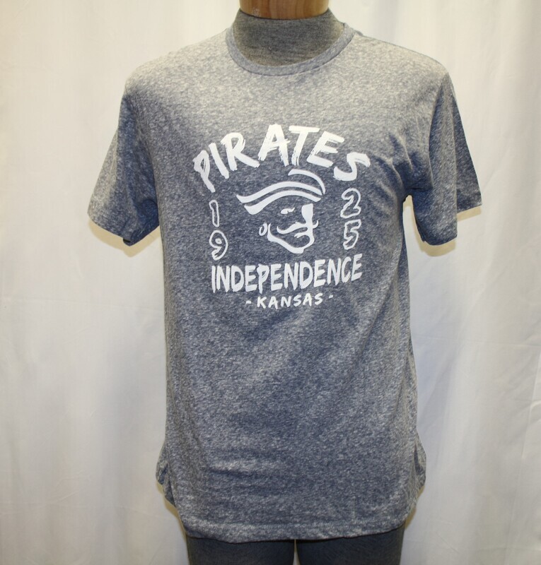 Snow Heather Navy Short Sleeved TShirt with PIRATES INDEPENDENCE 1925