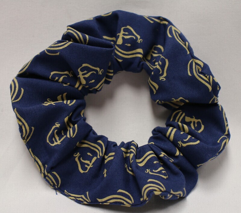 Navy Scrunchie with Gold Pirate Logo