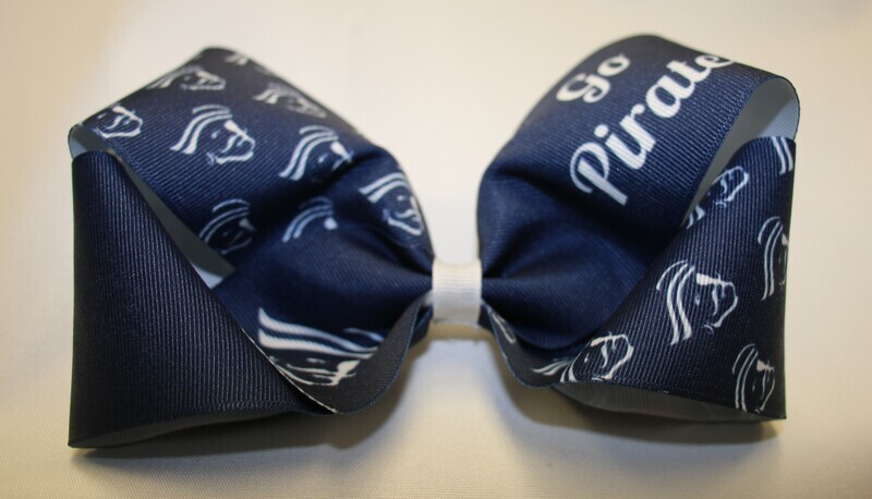 Navy Hair Bow with Barrette Clip