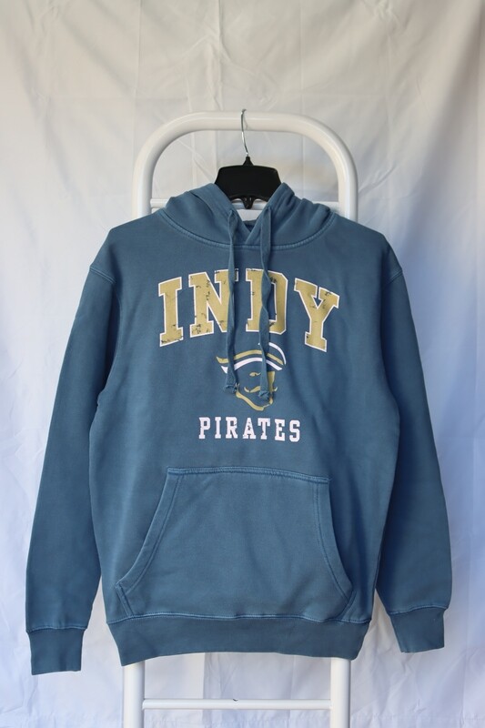 Washed Navy Hoodie with INDY PIRATES and Logo