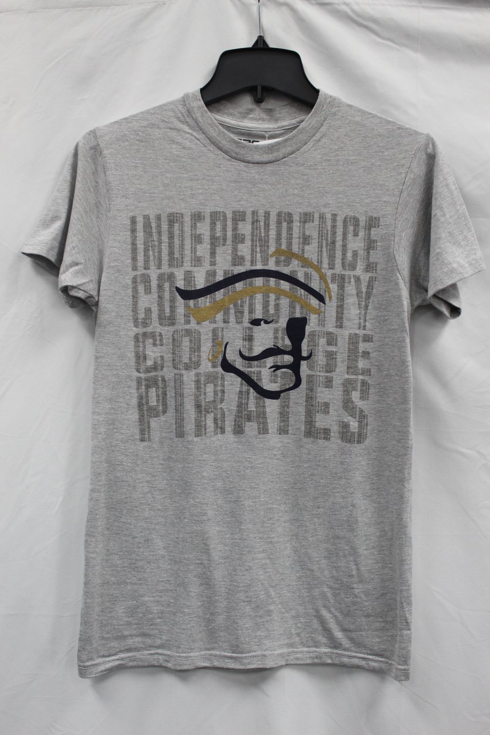 Weasley T-shirt with Pirate Head in front of Independence Community College Pirates