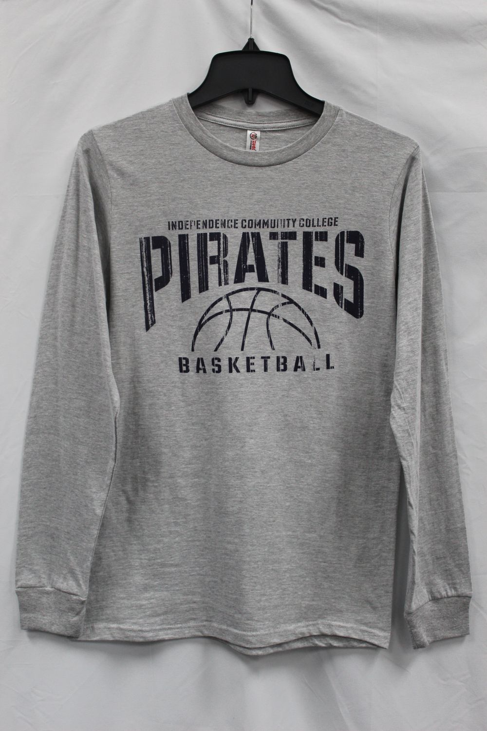 Long Sleeved Basketball T-shirt, Grey w/ Navy Print