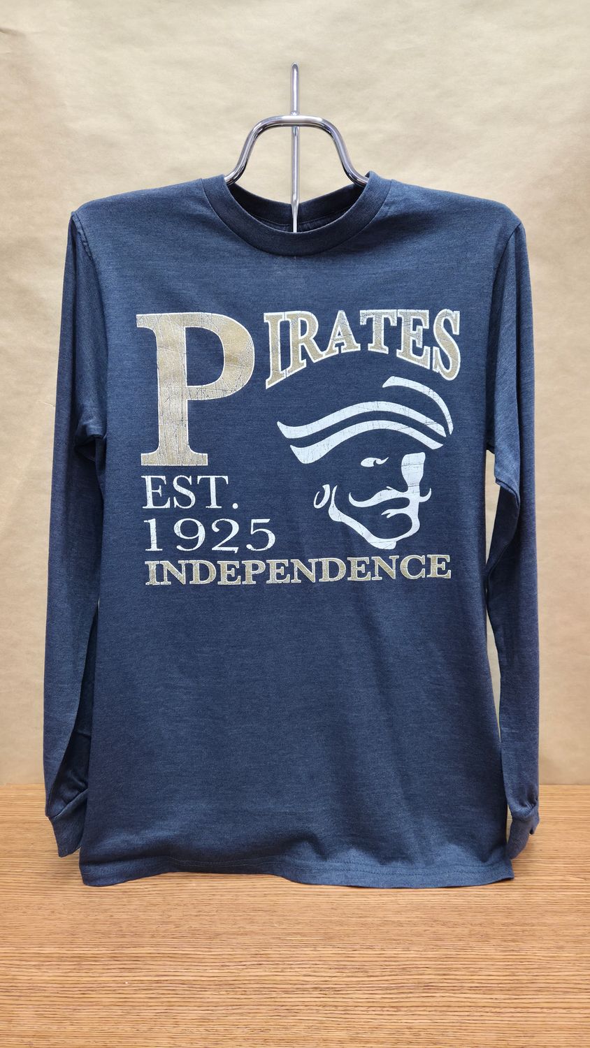Long Sleeve TShirt-Heather Navy with Gold Logo