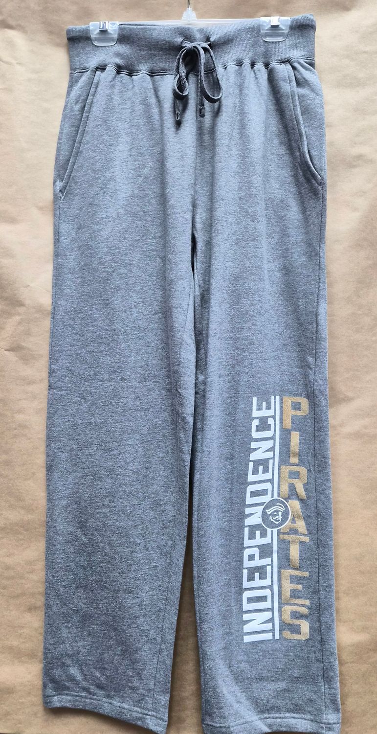 Straight Leg Sweatpants, Grey with Left Leg Logo
