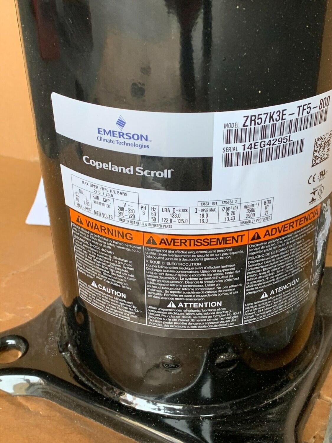 New 5 ton copeland scroll compressor