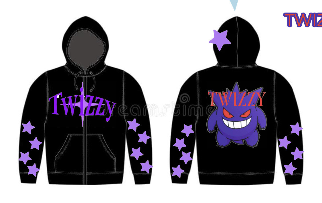 Black And Purple Twizzy Y2k Zippup