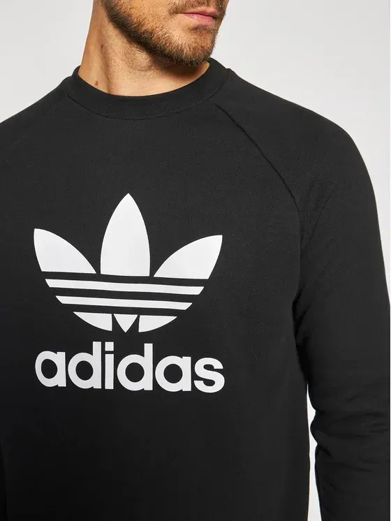 Adidas Felpa Nera Trefoil Crew