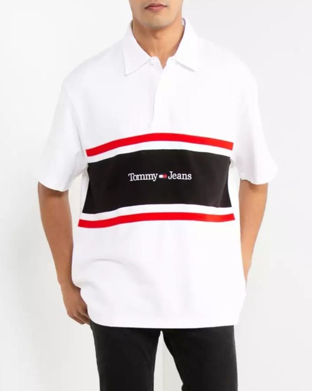 TOMMY JEANS Polo Oversize Color Block Bianco