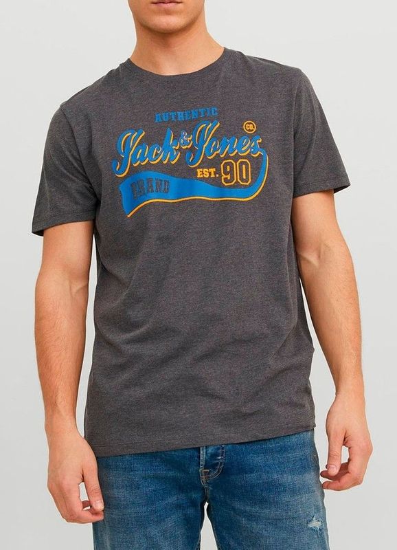 JACK & JONES T-SHIRT UOMO DARK GREY MELANGE TG. S, L