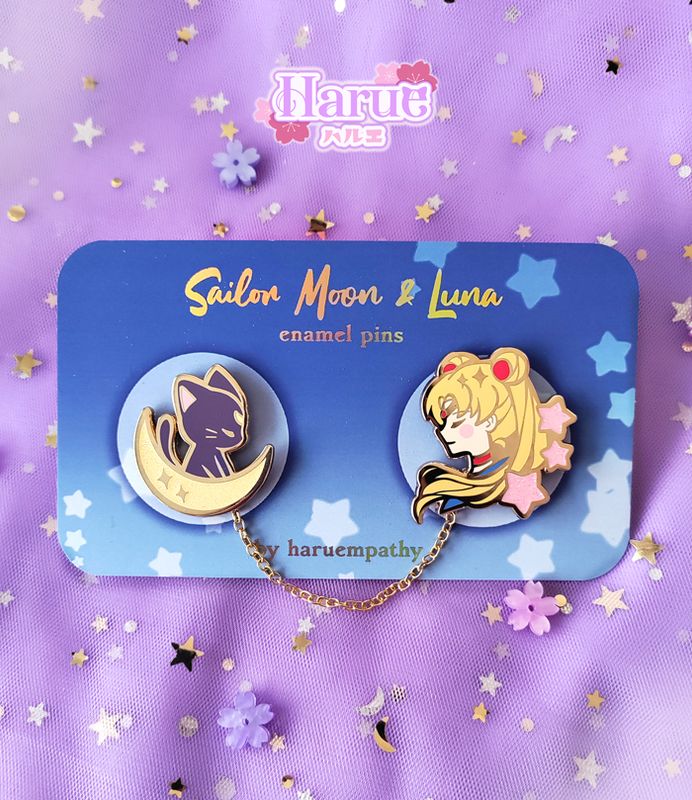 ♡ Moon Cat &amp; Usagi - Hard enamel pins ♡ Magic Senshi