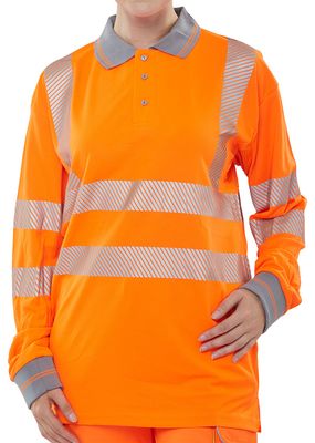 Beeswift Executive Hi-Vis Long Sleeve Rail Polo Shirt