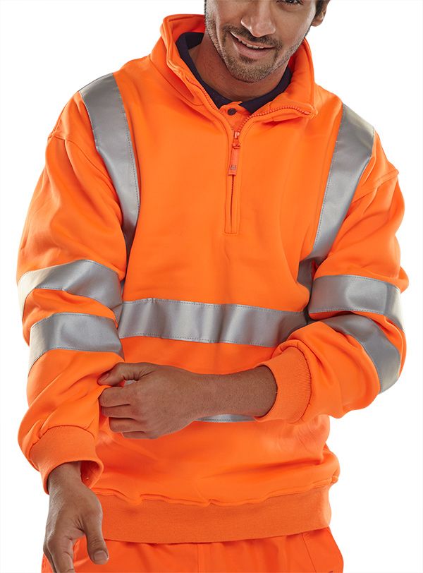Beeswift Essential Quarter Zip Sweatshirt Hi-Vis Jumper