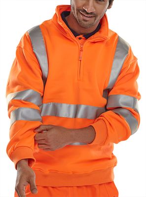 Beeswift Essential Quarter Zip Sweatshirt Hi-Vis Jumper