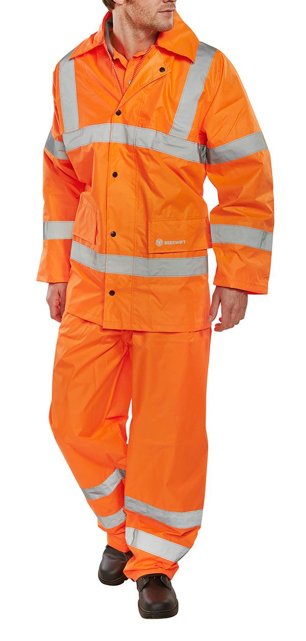 Beeswift Hi-Vis Lightweight Waterproof Suit