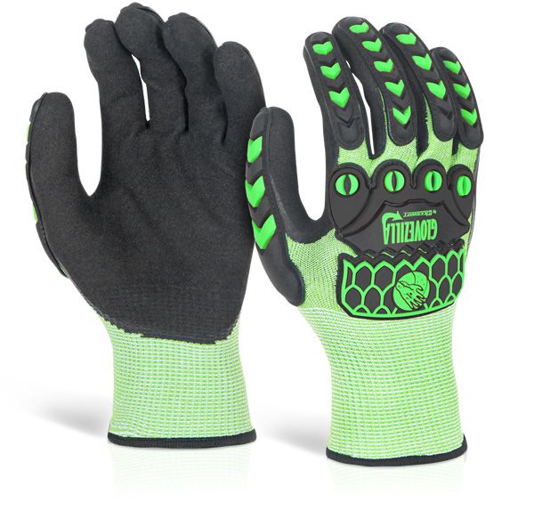 Beeswift Glovezilla Nitrile Palm Coated Hi-Vis Glow Gloves