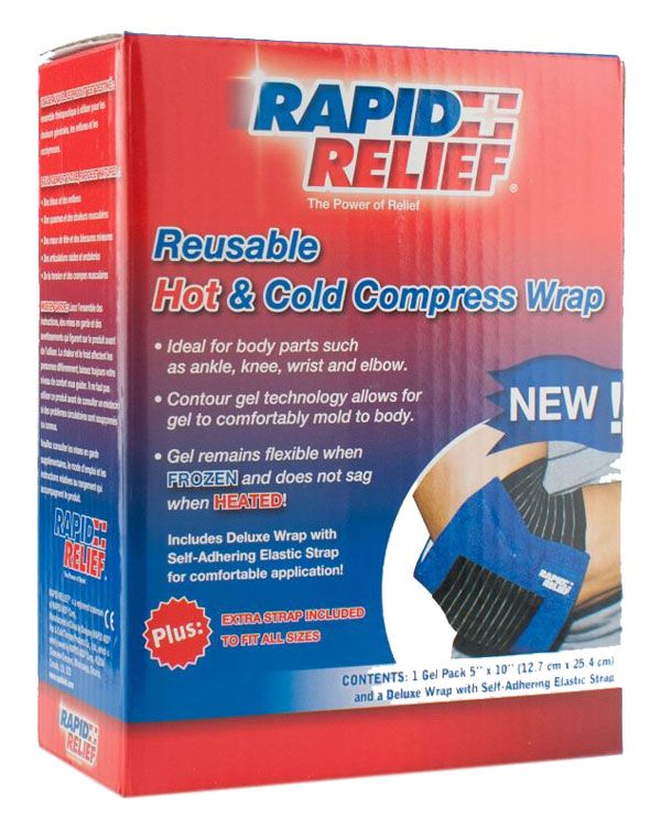 Rapid Relief Universal Reusable Hot/Cold Compress Wrap 5&quot;X 10&quot;