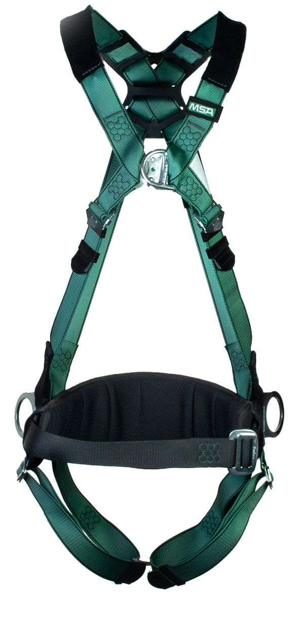 MSA Standard V-Form Back/Chest/Hip D-Ring QF Harness W/Waist Belt