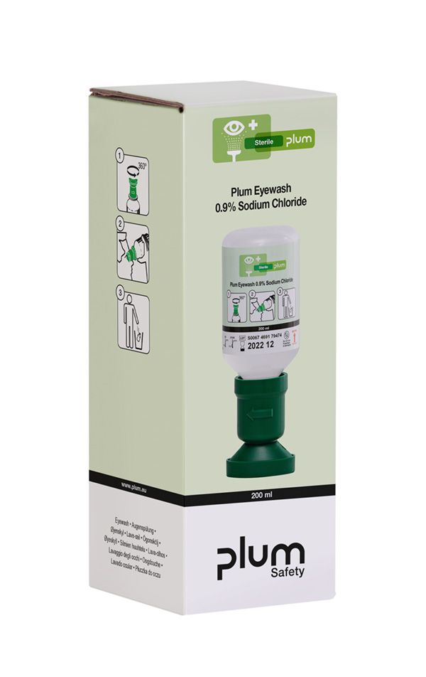 Plum Safety Eyewash 200ML 0.9% Sodium Chloride with Eyecup