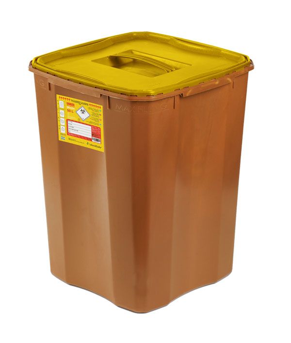 WOODSAFE SHARPS BIN FULL LID 50 LITRE
