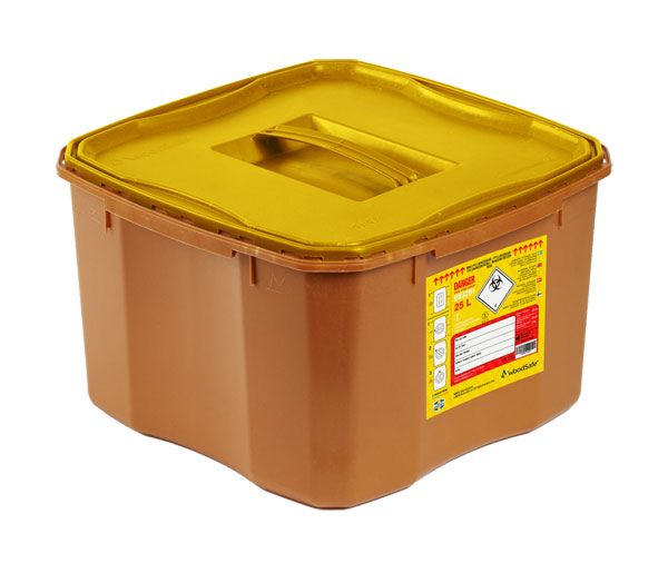 WOODSAFE SHARPS BIN FULL LID 25 LITRE