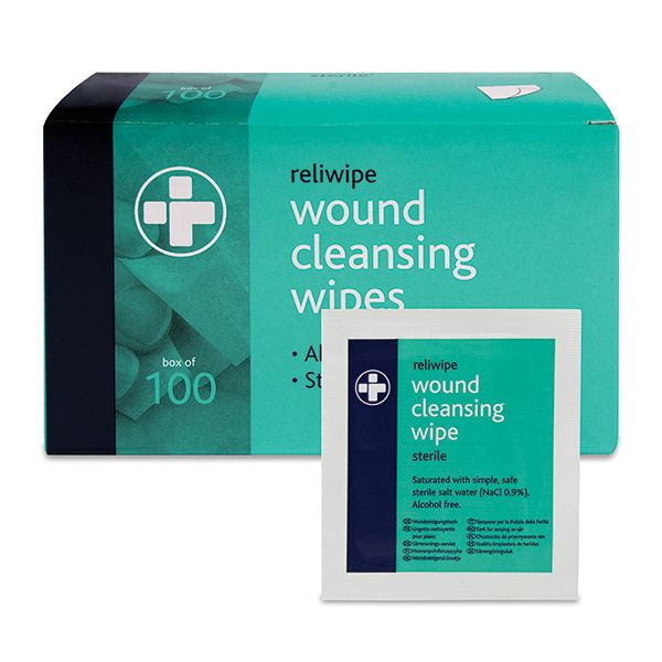 Reliwipe Moist Saline Cleansing Wipes Sterile