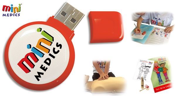 Mini Medics USB First Aid Training Pack with 32 Books and Pencils Set