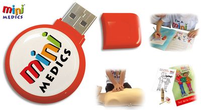 Mini Medics USB First Aid Training Pack with 32 Books and Pencils Set