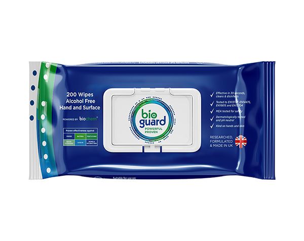 Bioguard 200 Soft Pack Hand and Surface Wipes Alcohol Free