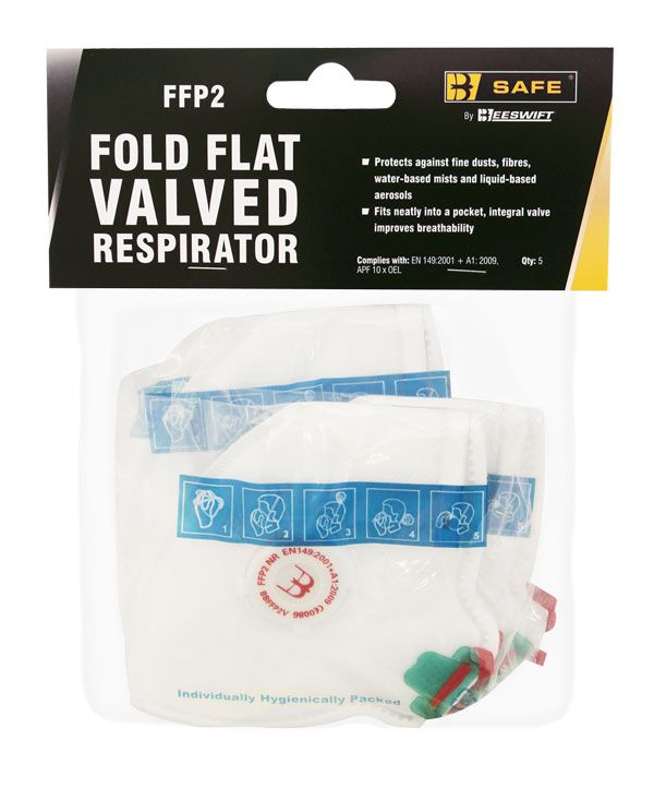 FFP2V FOLD FLAT VALVED RESPIRATOR 5 PACK