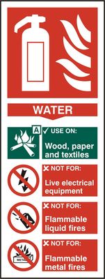 Beeswift Fire Extinguisher Water Sign Self Adhesive