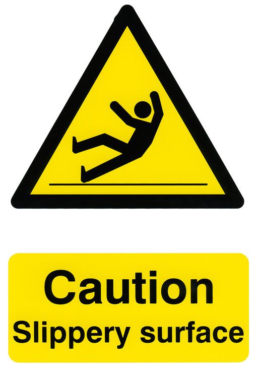 CAUTION SLIPPERY SURFACE SIGN