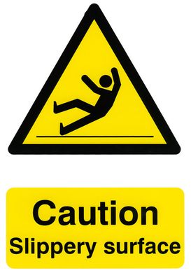 CAUTION SLIPPERY SURFACE SIGN
