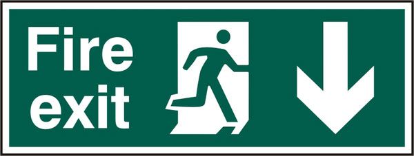 Beeswift Fire Exit Down Arrow Sign Rigid PVC