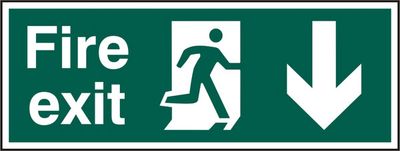 Beeswift Fire Exit Down Arrow Sign Rigid PVC