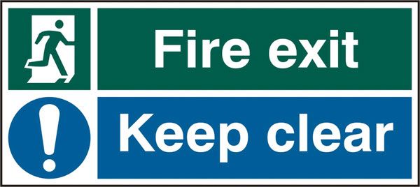 Beeswift Fire Exit Keep Clear Sign Rigid PVC