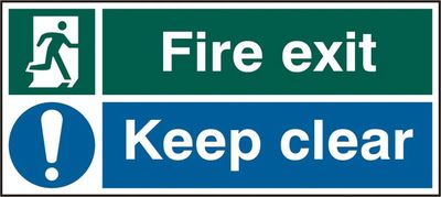 Beeswift Fire Exit Keep Clear Sign Rigid PVC