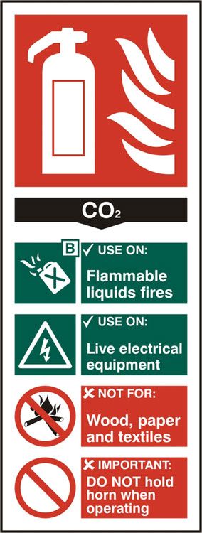 Beeswift Fire Extinguisher CO2 Sign Self Adhesive