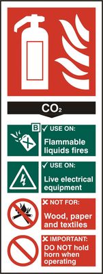 Beeswift Fire Extinguisher CO2 Sign Self Adhesive