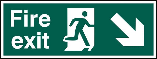Beeswift Fire Exit Down Right Arrow Sign Rigid PVC