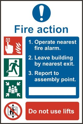 Beeswift Fire Action Procedure Sign Self Adhesive