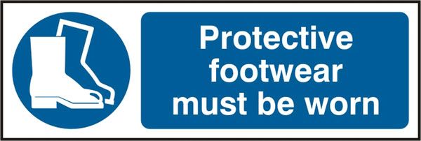 PROTECTIVE FOOTWEAR MUST BE WORN RIGID PVC SIGN