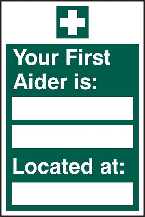 Beeswift First Aider Located Sign Self Adhesive