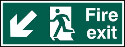 Beeswift Fire Exit Down Left Arrow Sign Rigid PVC
